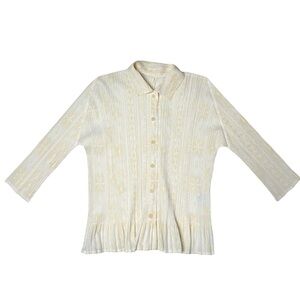 Pleats Please Issey Miyake | Button Up Top Yellow Cream 3